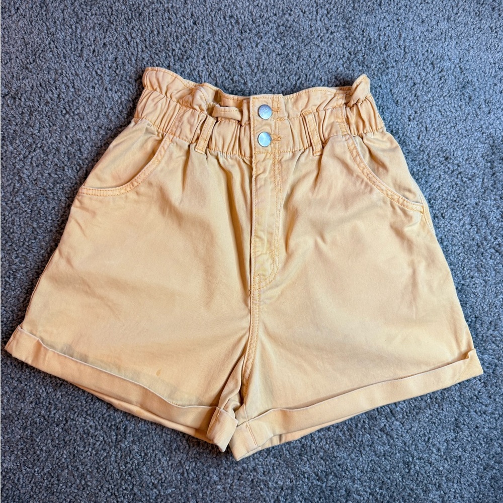 Stylish Pastel Orange High Waisted Women's Shorts